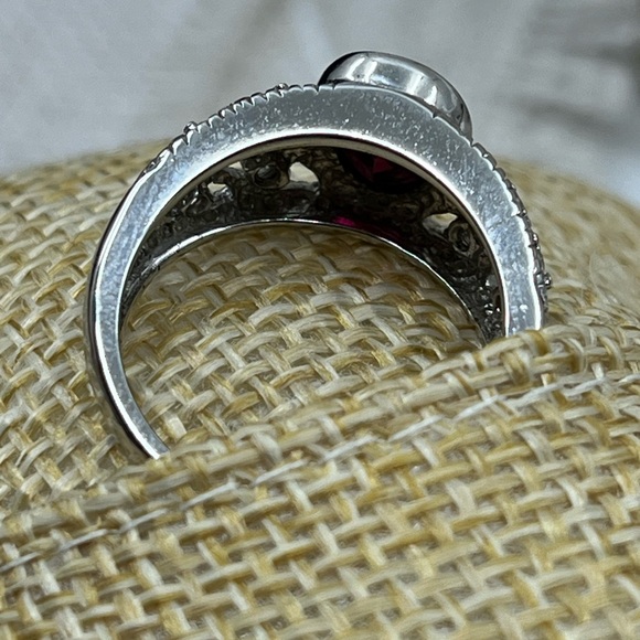 Vintage 925 Sterling Silver Red Oval Ring - Size 6, 4.1g - Picture 13 of 17
